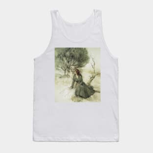 Girl sitting on the river bank  - Arthur Rackham Tank Top